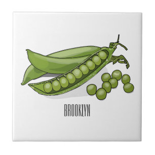 Pea cartoon illustration ceramic tile