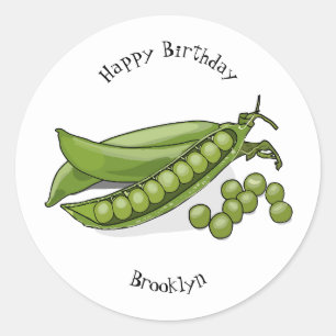 Pea cartoon illustration classic round sticker