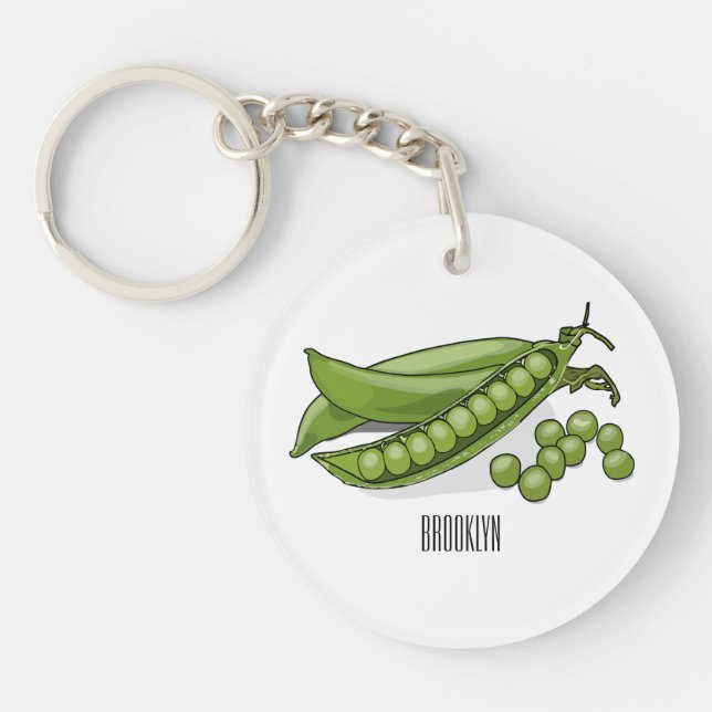 Pea cartoon illustration  key ring (Front)
