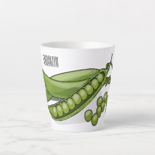 Pea cartoon illustration  latte mug