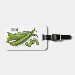 Pea cartoon illustration luggage tag
