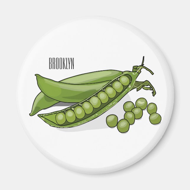 Pea cartoon illustration  magnet (Front)