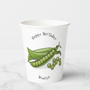 Pea cartoon illustration paper cups