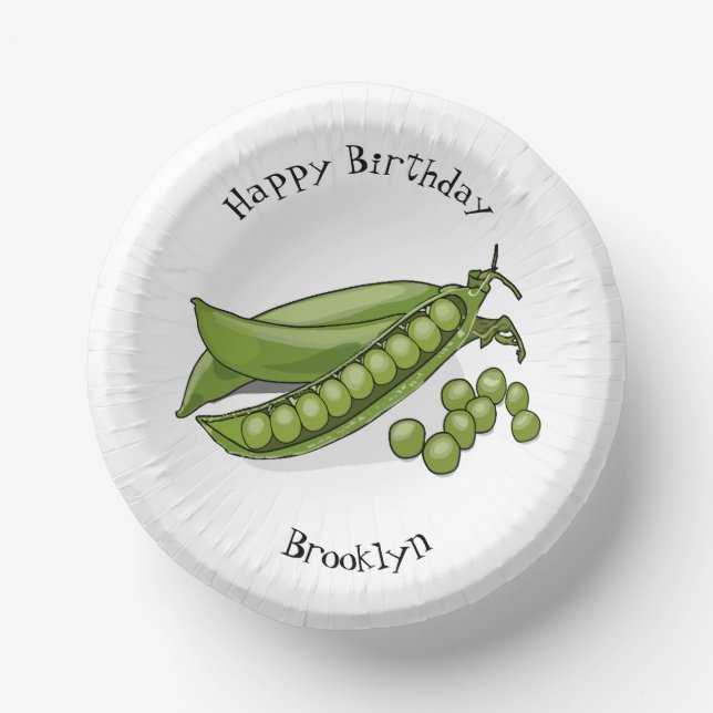 Pea cartoon illustration paper plate (Front)