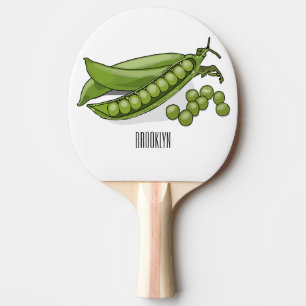 Pea cartoon illustration  ping pong paddle