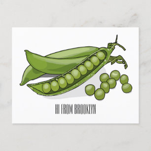 Pea cartoon illustration  postcard