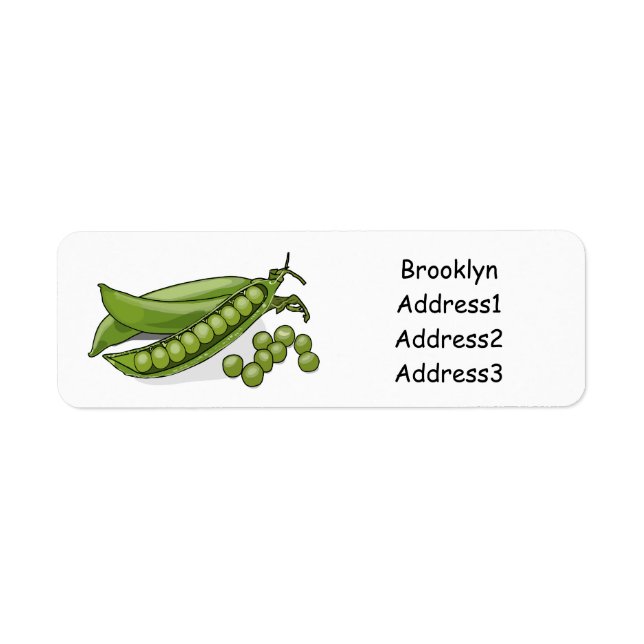 Pea cartoon illustration return address label (Front)