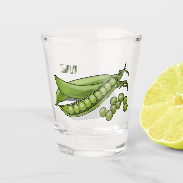 Pea cartoon illustration  shot glass (Front)