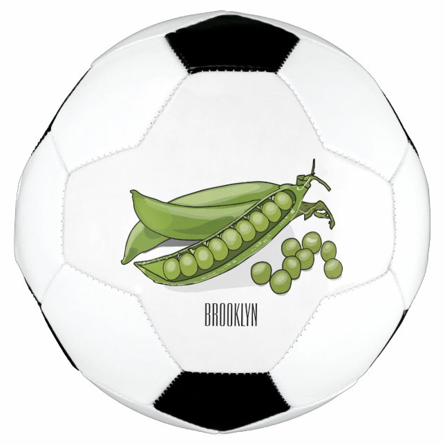 Pea cartoon illustration  soccer ball (Front)