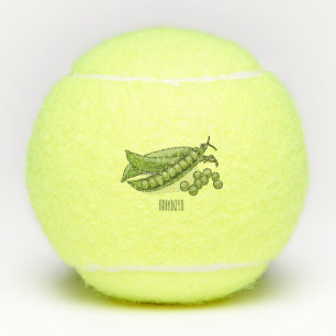 Pea cartoon illustration tennis balls
