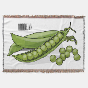Pea cartoon illustration throw blanket