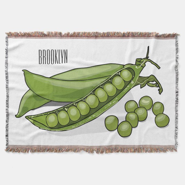 Pea cartoon illustration  throw blanket (Front)
