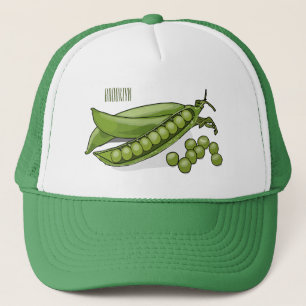 Pea cartoon illustration trucker hat