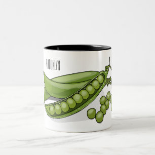 Pea cartoon illustration  Two-Tone coffee mug