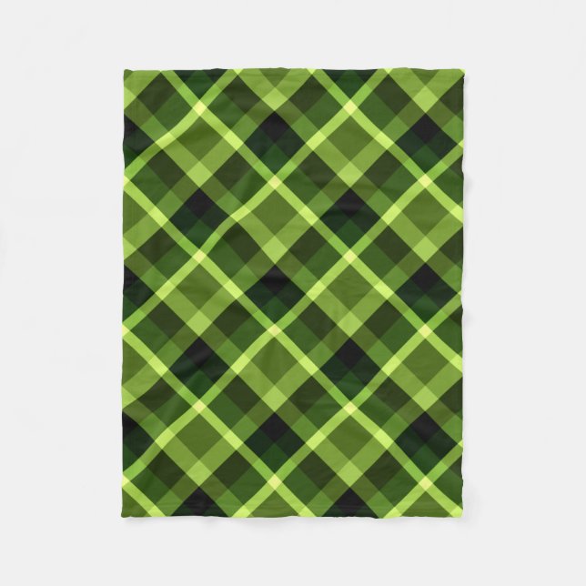Pea Green Plaid Pattern Small Fleece Blanket (Front)