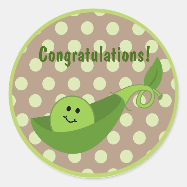 Pea In a Pod Baby Shower Sticker - Green (Front)