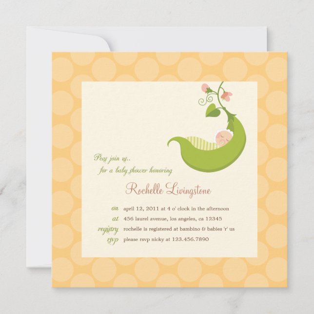 Pea in a Pod Boy Baby Shower Invitation (Front)