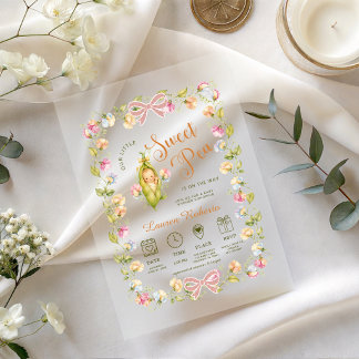 Pea in a Pod Pastel Floral Baby Shower Acrylic Invitations
