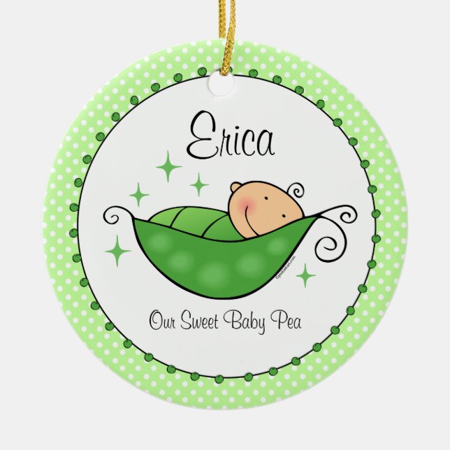 Pea In My Pod Personalised Ornament (Front)