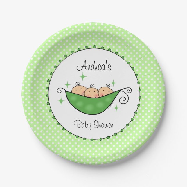 Pea in My Pod Triplets Paper Plate (Front)