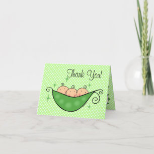 Pea In My Pod Triplets Thank You Note Card