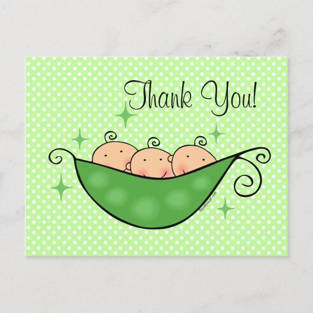 Pea In My Pod Triplets Thank You Postcard (Front)