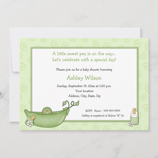 Pea in the Pod Baby Shower Invitations (Front)