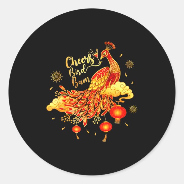 Pea Mahjong Cheers Bird Bam Chinese Mah Jong Game  Classic Round Sticker (Front)