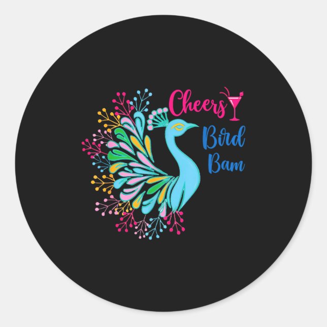 Pea Mahjong Cheers Bird Bam Chinese Mah Jong Wine  Classic Round Sticker (Front)