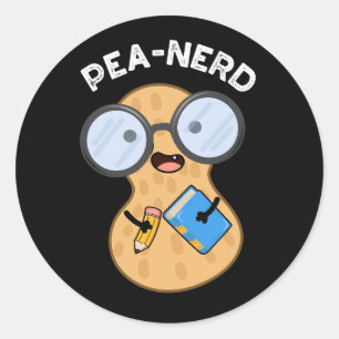 Pea-nerd Funny Nerd Peanut Pun Dark BG Classic Round Sticker