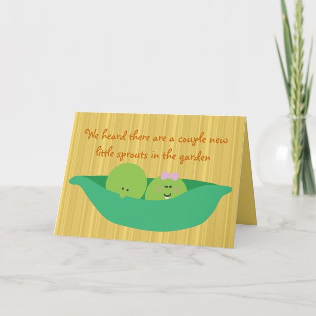 Pea Pod Pals New Twin Babies Congratulations Card (Front)