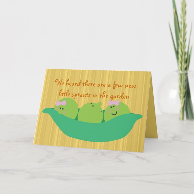 Pea Pod Pals Triplet Babies Congratulations Card (Front)