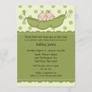 Pea Pod Twin Boy Or Girl Baby Shower Invitations