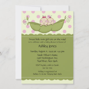 Pea Pod Twin Girls Baby Shower Invitations