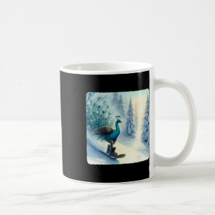 Pea Snowboards In Snowy Backdrop. Snowboarding Fro Coffee Mug