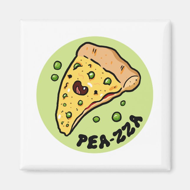 Pea-zza Cute Pizza Vegetable Pun Magnet (Front)