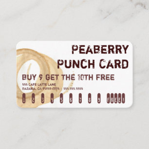 Peaberry Coffee Drink Punchcard with Big Stain Loyalty Card