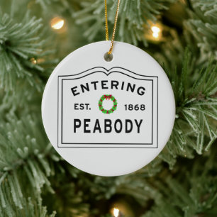 Peabody, MA Holiday Wreath Ceramic Ornament