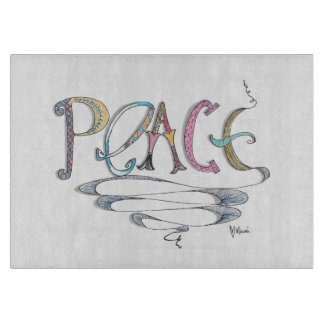 Peace 11.5 x 8 Deco Glass Cutting Board