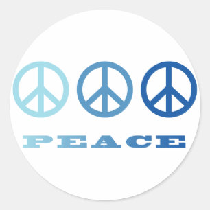 Peace 3 Symbols (Blue) Classic Round Sticker