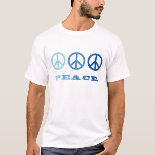 Peace 3 Symbols (Blue) T-Shirt