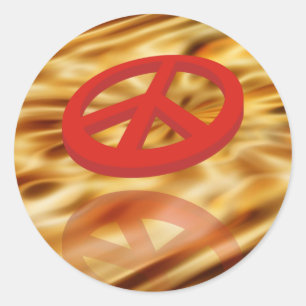 Peace 3D / reflexion   dark orange waves Classic Round Sticker