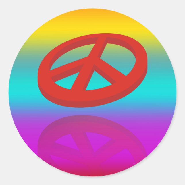 Peace 3D / reflexion | linear coloured Classic Round Sticker (Front)
