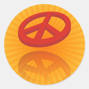 Peace 3D / reflexion   yellow shine Classic Round Sticker