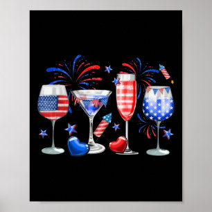 Peace 4th Of July Flag Drink  Poster