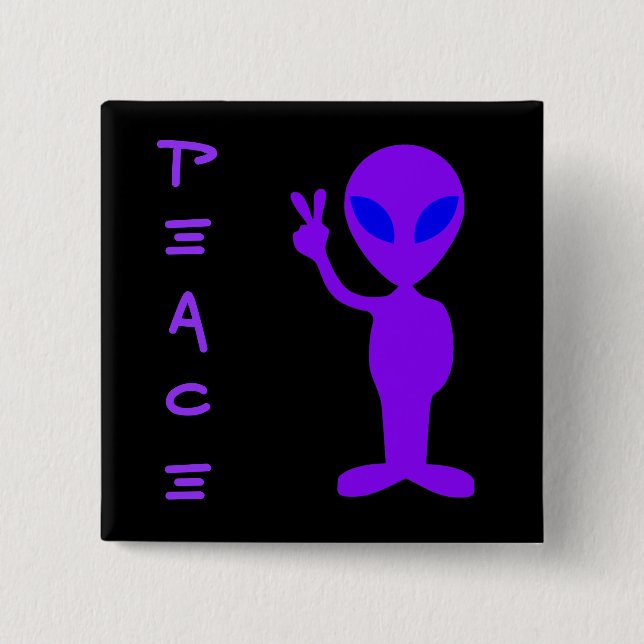 Peace Alien 15 Cm Square Badge (Front)