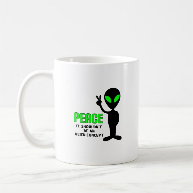 Peace Alien Coffee Mug (Left)