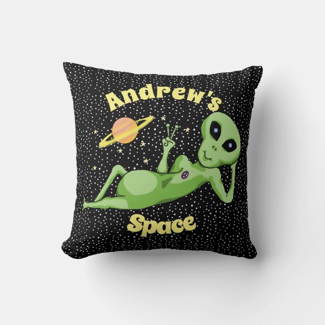 Peace Alien Square Pillow (Front)