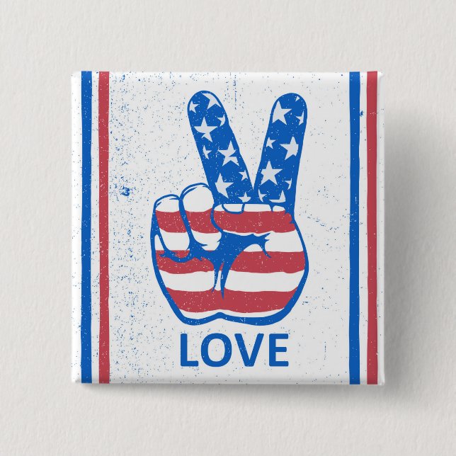 Peace American Flag Pattern 15 Cm Square Badge (Front)