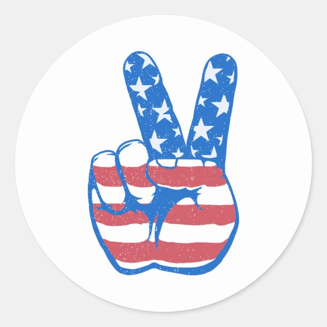 Peace American Flag Pattern Classic Round Sticker (Front)